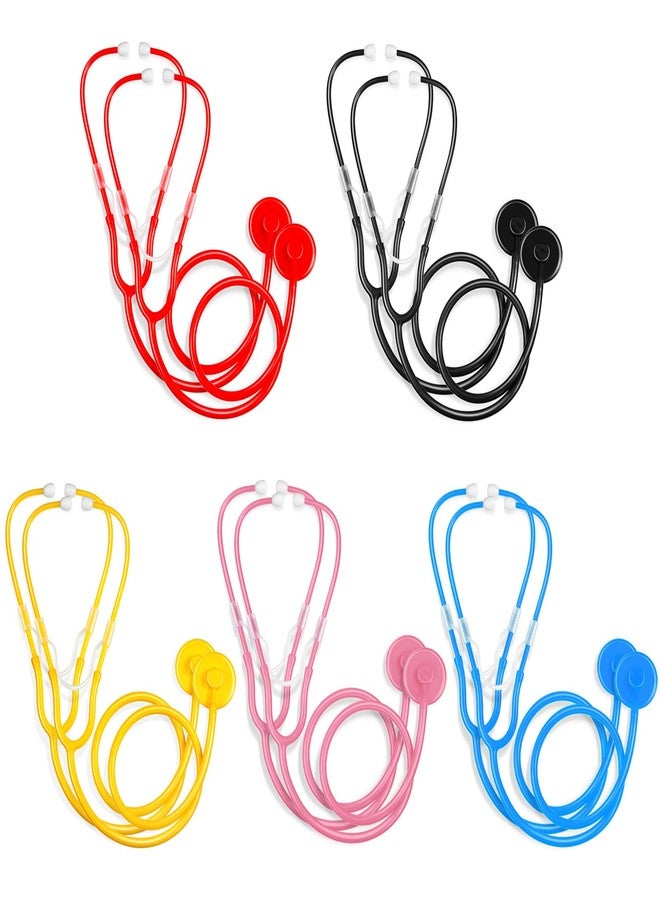 RoundFunny 10 Pack Boys Girls Kids Stethoscope Toy Disposable Plastic Stethoscope Real Working for Girls Boys Doctor Kit Role Play Costume Pretend Game Accessories - Image 1